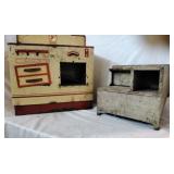 Vintage doll furniture, 2 stoves