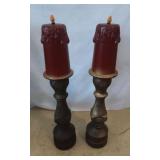 Two Vintage Large Blow Mold Light-Up Candles
