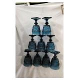 Vintage Blue cut glass goblets