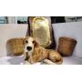 Cute dog statue, ten commandments plaque,
