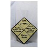 No Diving Swim Safe Sign