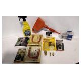 Assortment of oiling changing tools.