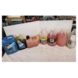 Car lot. Car cleaning supplies.