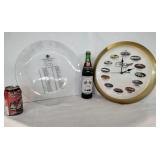 Racing Clock, beer, and Plate.