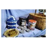 Large woven basket full of goodies