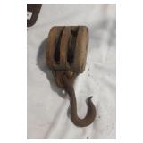 Wood & Cast Iron Double Wheel Block & pulley