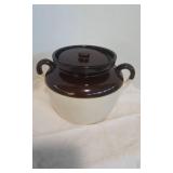 6" Brown, Beige Bean Crock