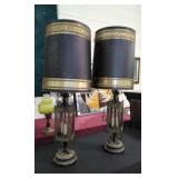 Pair brass lamps