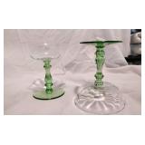 Six green stemware glasses