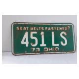 Vintage 1973 License Plate