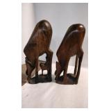 Pair of Hand Carved Elk Deer