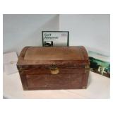 Wooden box and golf memorabilia
