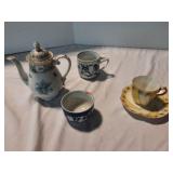 Decorative Pitcher and Tea Mugs