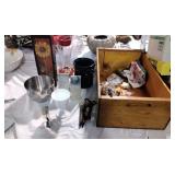 Mixture of Household items in Wooden Crate