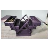 Metal Makeup  Train Case, Purple