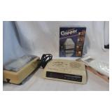 Clock Alarm radio, grow light, grater and clapper
