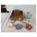 Wooden Tea Box, Limoges Plate, Small