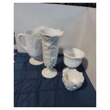 Milk Glass Pitcher and vase