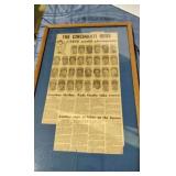 Framed Newspaper Cincinnati Reds