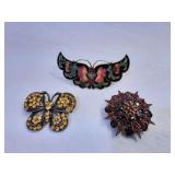 Rhinestone Brooches & Retro Butterfly Cloisonne