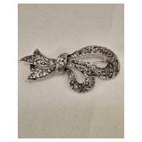 Signed Napier Silver Tone Bow Brooch