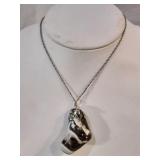 Polish Stone on Sterling Silver Chain Necklace