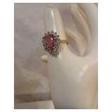 18k G EP Pink Teardrop Estate Ring