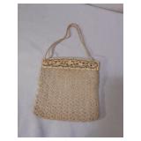 Retro Carved Bone Crocheted Purse