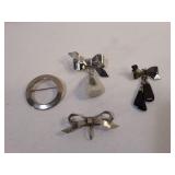 Bow & Natural Stone Pins, 1 is Sterling