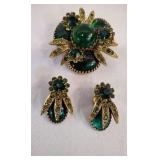 Vintage Rhinestone Brooch & Earring Set