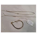 Gold Tone Sterling Chains & Bracelet