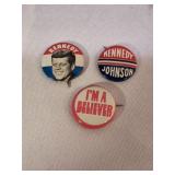 1960 Kennedy Johnson Campaign Pins