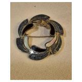 Retro Silver Abalone Shell Brooch Pin