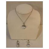 Crystal Heart Necklace & Sterling Earring Set