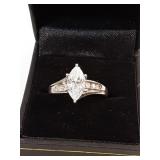 Sterling Silver Marquise Cut CZ Ring