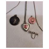 Antique Sterling Rose Pendants & Sterling Items