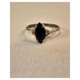 Sterling Silver Marquise Black Onyx Ring