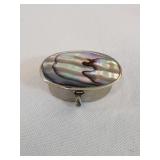 Vintage Abalone Silver Hinged Trinket Box