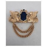 Signed Trifari Double Griffin Dragon Brooch