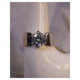 Sterling Silver Round Solitare CZ Ring