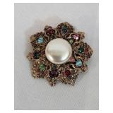 Beautiful Multi-colored Rhinestone Brooch