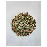 Vintage Green Rhinestone Brooch