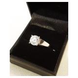 Sterling Silver Round Solitare CZ Ring