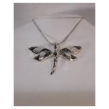 Abalone Shell Dragonfly Pendant on Chain