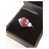 Ruby Cubic Zirconia Sterling Ring