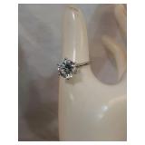 14k White Gold Round Solitare CZ Ring