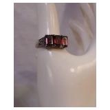 Sterling Silver Red Garnet Ring