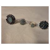 Silver Tone STS Costume Rings