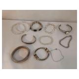 Assortment of Sterling & Silver Toned Bracelets