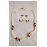 Vintage Pink Coral Jewelry Set